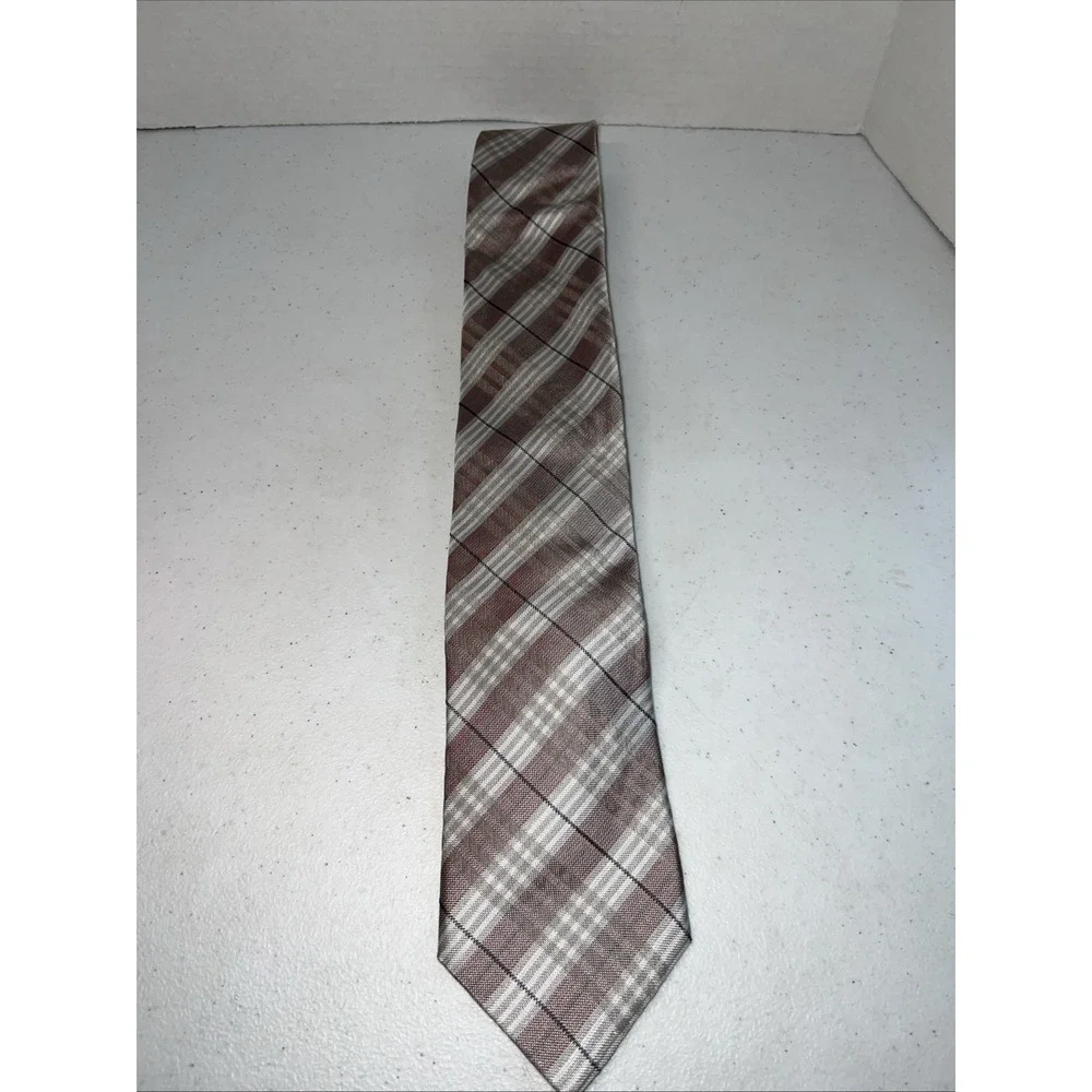 Euro Knot by Barton Como Plaid Gray Tartan 100% Silk Men's Neck Tie 3.5